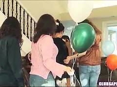 Girls made a surprise for their friend who selebrates her thirty-year anniversary.